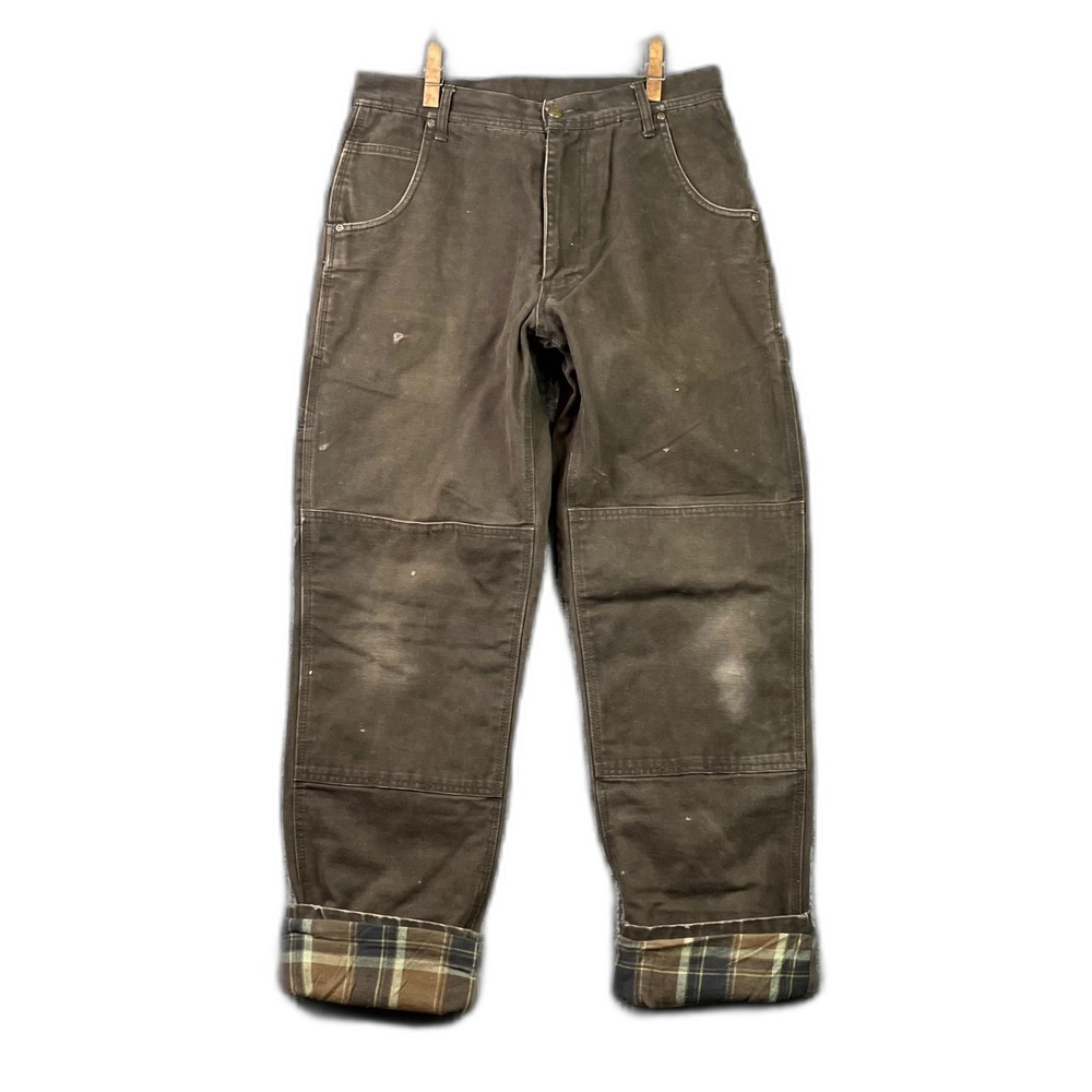 LakIn McKey Carpenter Jeans Men 33 x31 Flannel Lined Hammer Loop Rugged Workwear